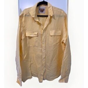 MICHAEL KORS Men's Size XL Linen Blend L/S Shirt Classic Fit Yellow‎ MSRP $98